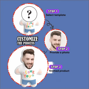 Custom Face “I Love You” Pillow